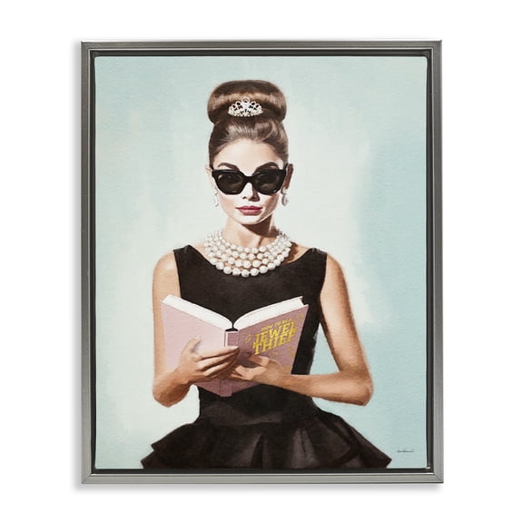 Stupell Industries Art Deco Trendy Woman Reading Gray Floating Frame Canvas Art, 25 x 31, by Amanda Greenwood