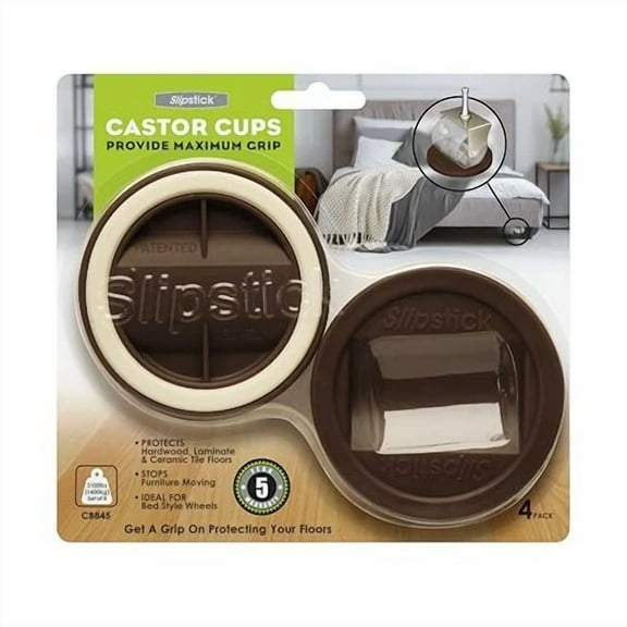 Slipstick Cb845 3-1/4 Inch Bed Roller / Furniture Wheel Gripper Caster Cups (Set