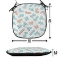 thumbnail image 4 of 90s Chair Seating Cushion Set of 12, Geometric Patterns in Retro Memphis Style Abstract Art with Rectangles Simple Art, Seat Pads for Office with Anti-slip Backing, 16"x16", Black Blue, by Ambesonne, 4 of 7