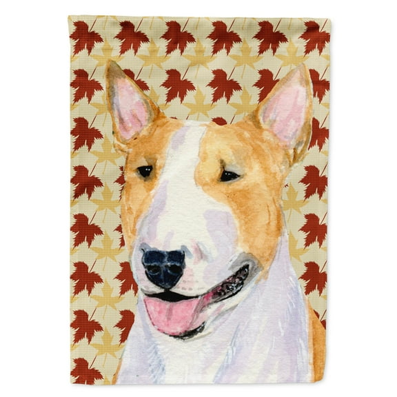 Bull Terrier Fall Leaves Portrait Flag Canvas House Size