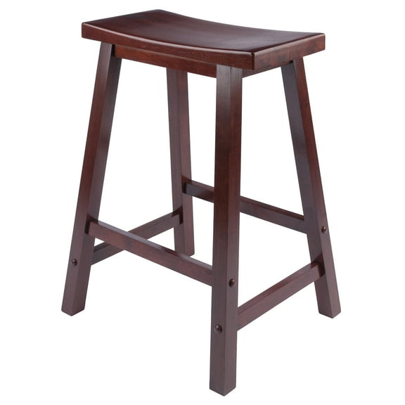 Contemporary Home Living 24" Antique Walnut Saddle Seat Bar Stool