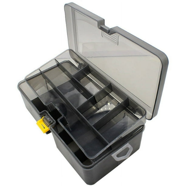 Caja de Aparejos Pesca Doble Capa SeñUelos Cebo Estuche Almacenamiento Organizador Contenedor Accesorios