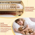 thumbnail image 2 of PAPROOS Wood Twin Platform Bed Frame, Twin Size Bed Frame with Fence Guardrail Ladder, No Box Spring Needed, Natural, 2 of 10
