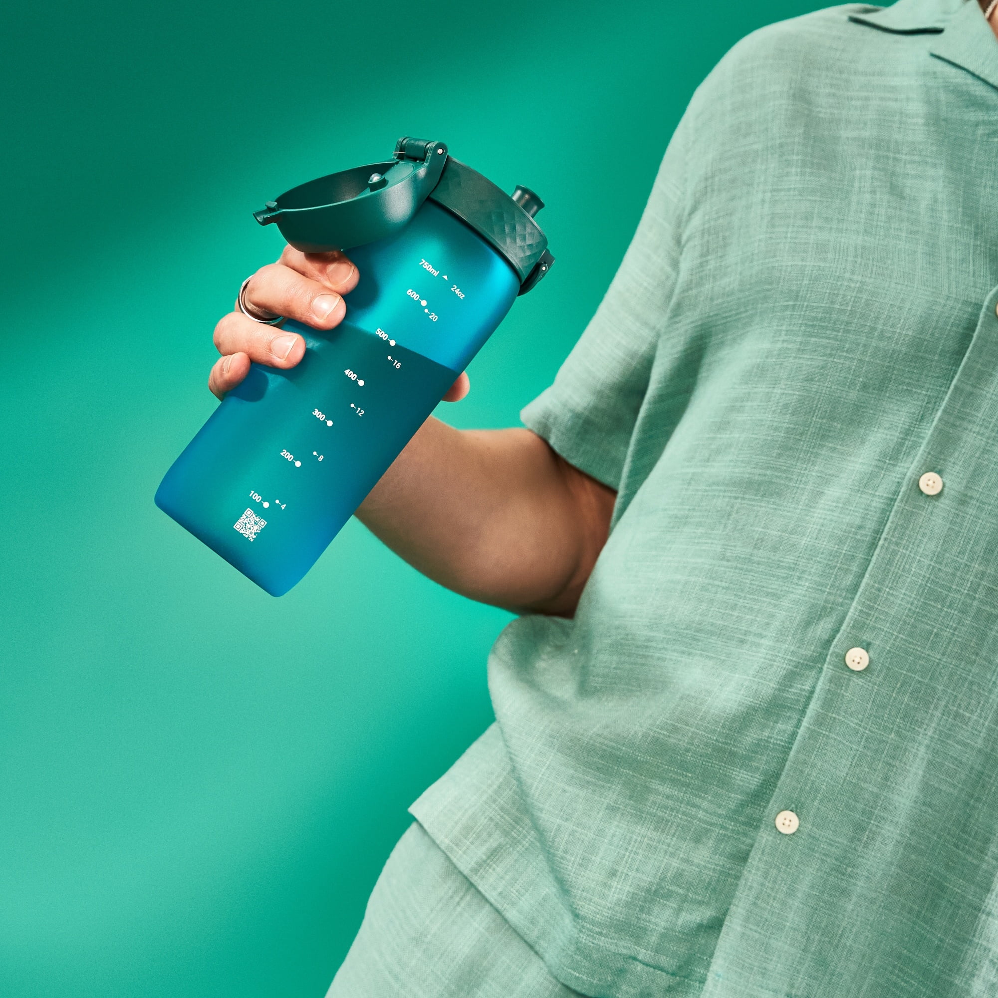 ION8 Leak Proof Flip-Top Sports Water Bottle, BPA Free, Dishwasher-Safe, Aqua, 750ml (24oz)