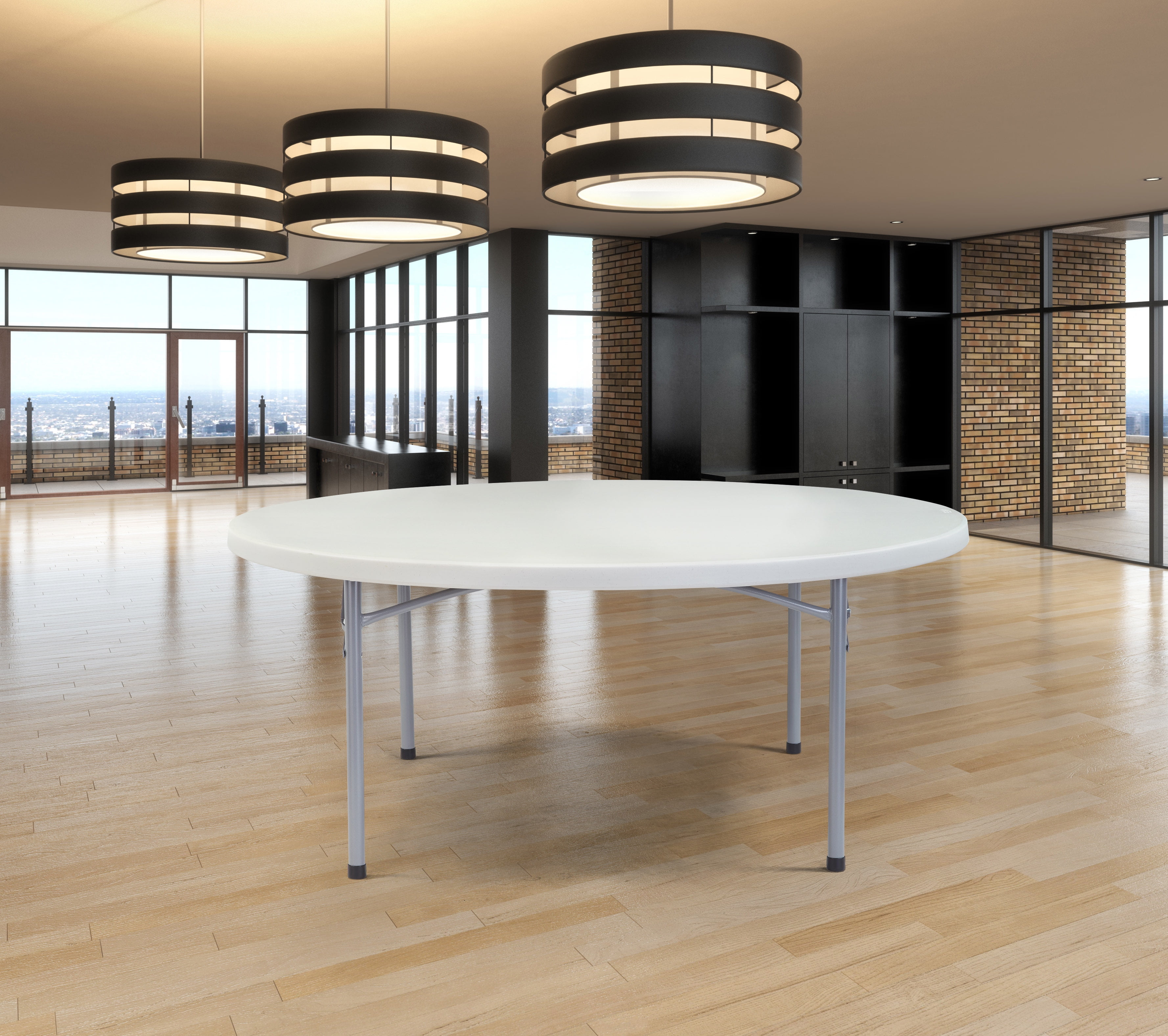 (4 Pack) NPS® 60" Round Folding Table, Speckled Grey