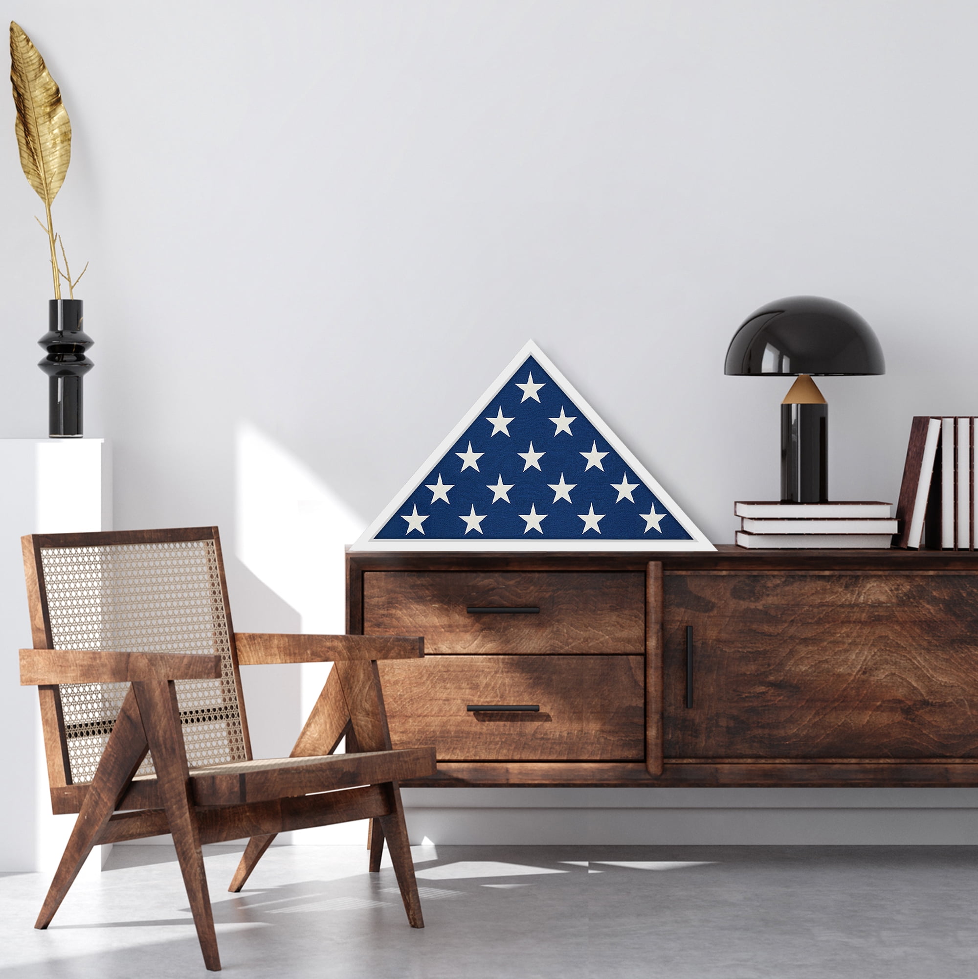 Americanflat 5x9.5 Picture Frame Large Flag Display Case Fits Folded Burial Flags Silhouette Box Wall - White