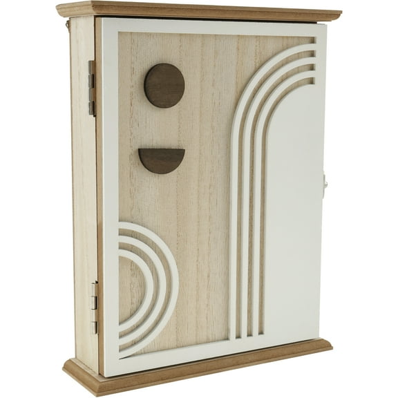 Wood Key Cabinet for Hanging Keys Wall Mount Wood Key Box Holder With Inner Hooks Back Hook Hanging Wood Wall Key Box for Home Office Entrance Hallway