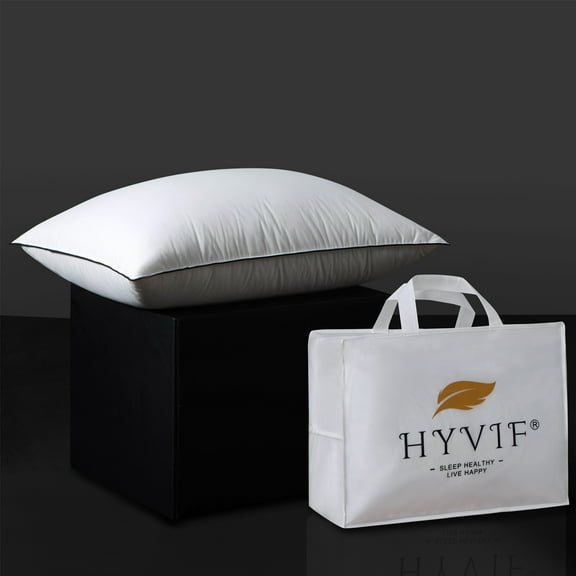 HYVIF Down Pillows，Bedding Luxury Down Pillow King Size，100% Cotton Shell Pillow Support for All Sleep Styles，Set of 1