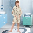 thumbnail image 5 of FORMRS Niños Bathrobe Unisex Hooded Robe Soft Plush Pajamas Sleepwear, Size 10-12T, Light Red Flowers, 5 of 7