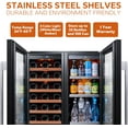 thumbnail image 5 of Ca'Lefort Wine and Beverage Refrigerator, 15" Wine Cooler and 15" Beverage Fridge Side-by-Side, Holds 33 Bottles and 100 Cans for Halloween Gifts, 5 of 6