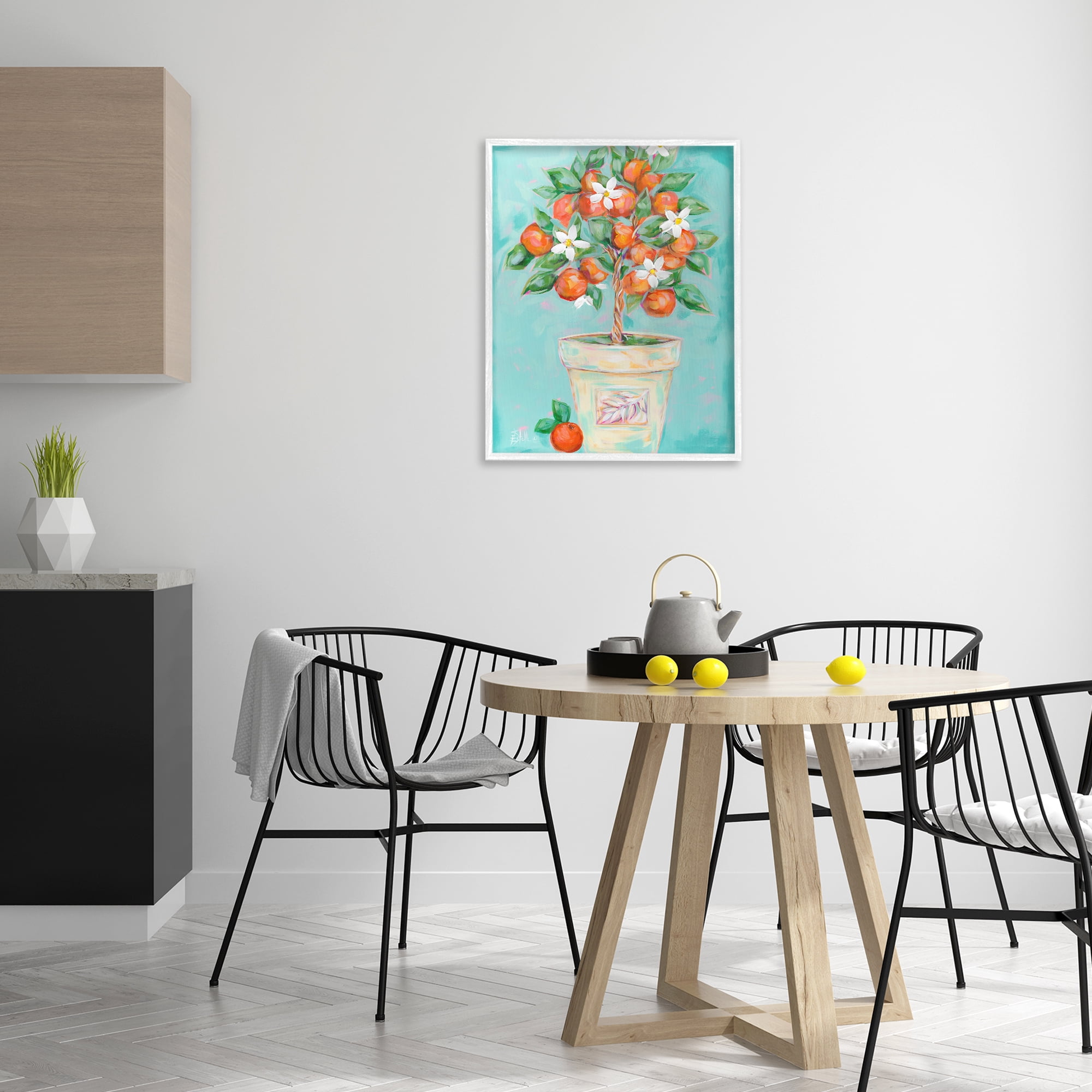 Stupell Industries Orange Blossom Clay Pot Food & Beverage Painting White Framed Art Print Wall Art, 24 x 30