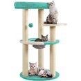 thumbnail image 1 of Wangone Cat Tree 35.5in Indoor Cat Tower with Scratching Posts & Padded Perch – Cute Cat Condo House with Space Capsule for Kittens, Small Cats, Home Use, Indigo/Beige, 1 of 9