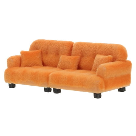 ELAYARD Brown Miniature Sofa for Dollhouse Soft Plastic Flocking Decorative Furniture Perfect for Living Room 1/30 Scale
