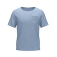 thumbnail image 4 of BRGZLK Men's Linen T-Shirts Solid Color Crewneck Short Sleeve Lightweight Loose Basic Tees Casual Plain Tops with Pocket for Summer Light Blue 3XL, 4 of 6
