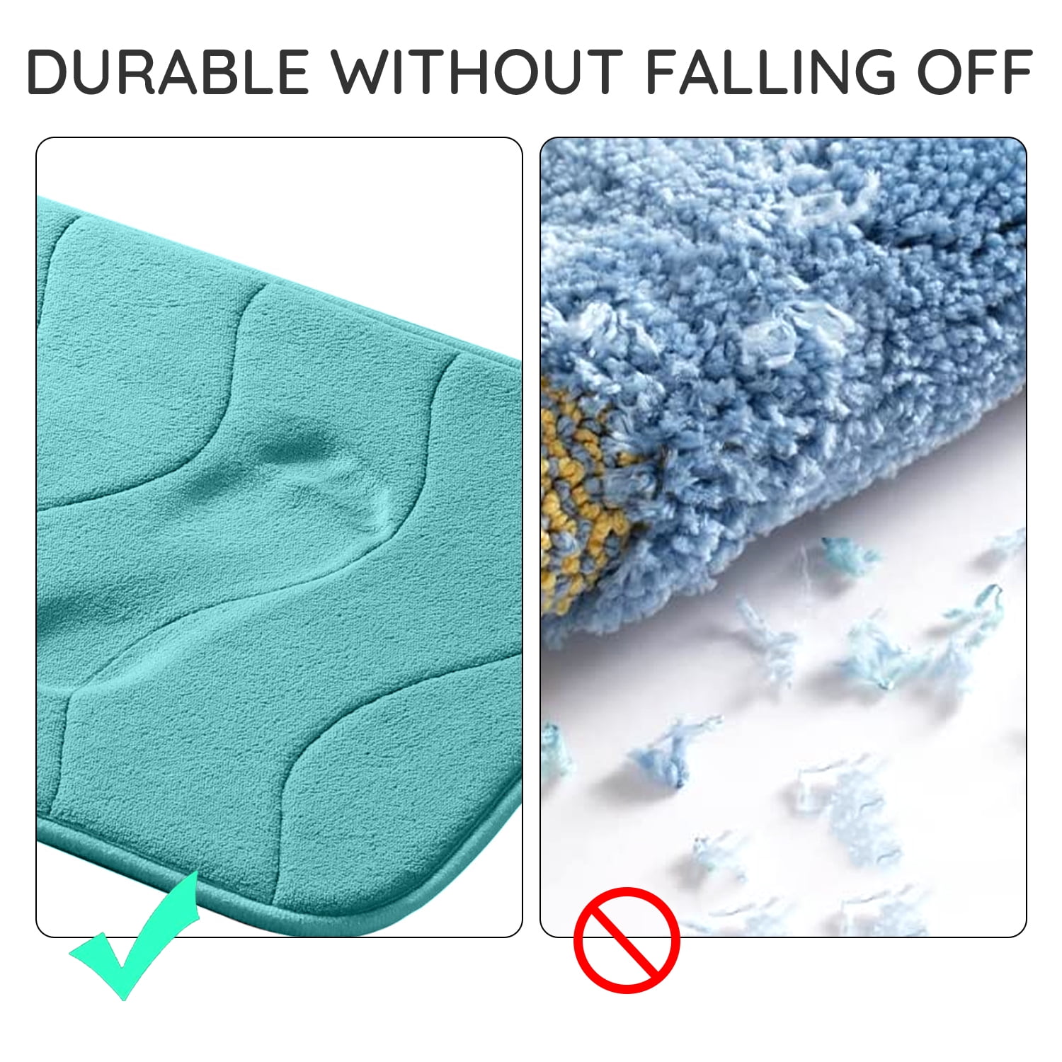 Astarin Absorbent Shower Waved Green Memory Foam Bath Rug, 24" x 36", Non-Slip Backing