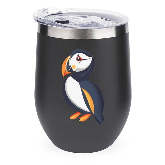 Seabird Puffin 12oz Wine Tumbler with lid Stainless Steel Travel Mugs Double Wall Insulated Travel Coffee Cup Wine Glasses One size