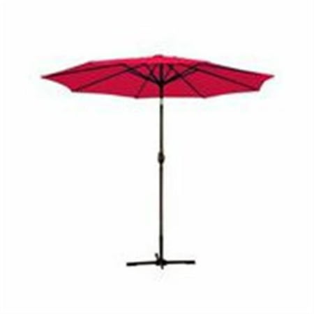 9 Ft. Aluminum Patio Market Umbrella Tilt with Crank - Red Fabric & Bronze Pole