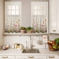 thumbnail image 3 of 3 Piece Kitchen Curtains and Valances Set Watercolor Flowers Cafe Curtains 24 Inch Length Spring Daisy Floral Butterflly Beige Valance & Tier Curtain for Living Room Bedroom Window 54"x18"+27"x24"*2, 3 of 6