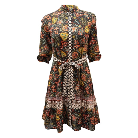Pre-Owned Saloni Tyra with Batik Border Dress in Multicolor Silk