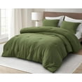 thumbnail image 2 of Chezmoi Collection Calvin 3-Piece Jacquard Comforter Set King Size, Olive Green Textured Woven Lightweight Comforter Bedding for All Season, 2 of 9