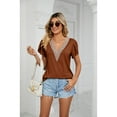 thumbnail image 2 of XCHQRTI Lace Stitching Chiffon Women Shirt V Neck Short Sleeve Tunic Blouse, 2 of 8