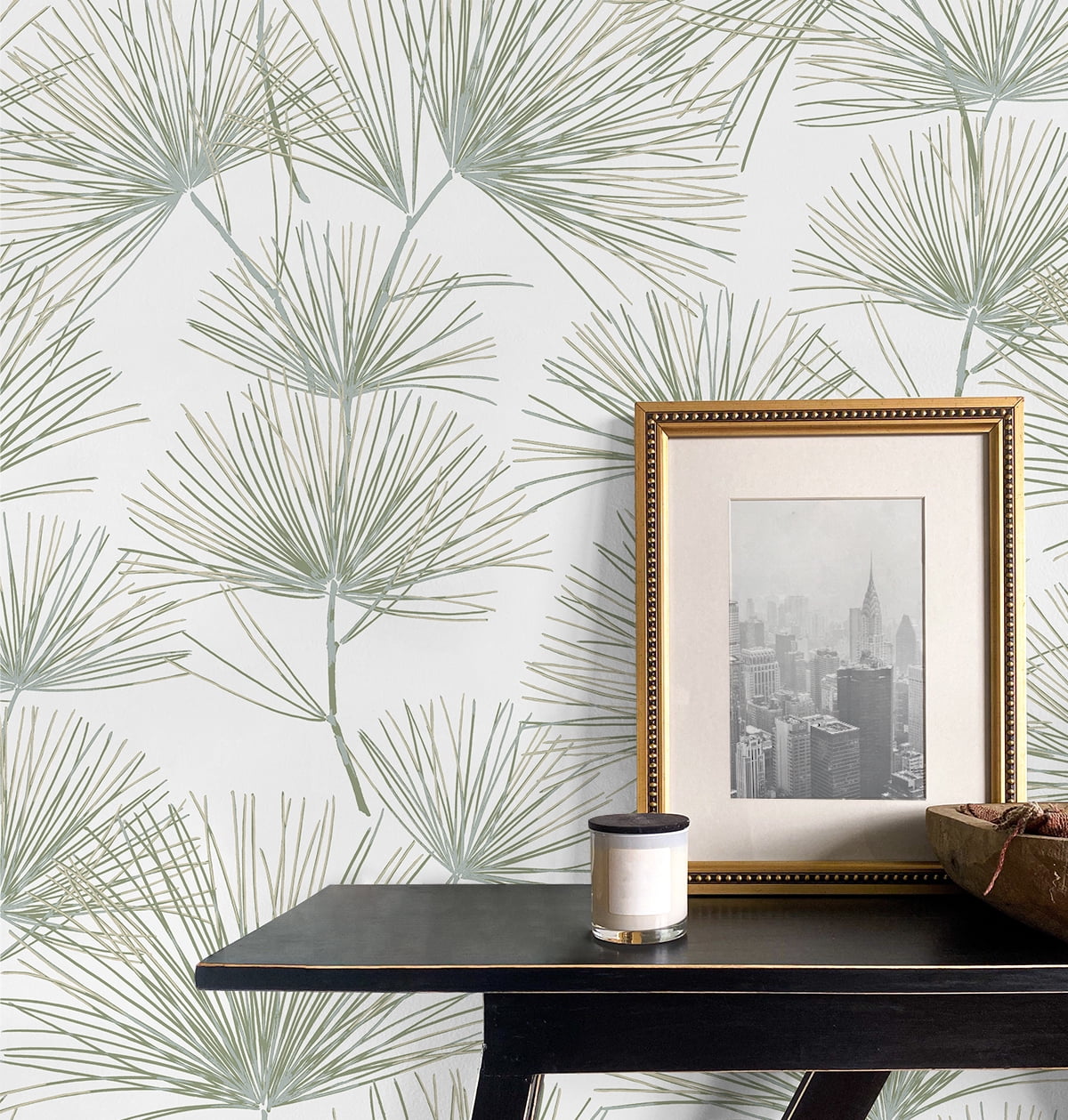NextWall Aloe Green Pine Needle Peel and Stick Wallpaper