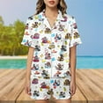 thumbnail image 4 of Funny Characters Satin Pajama Set, Halloween Duck Pool Satin PJs, Spooky Summer Cartoon Sleepwear Women, 4 of 8