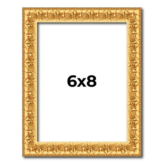 6x8 Frame Gold Real Wood Picture Frame Width 1 inches | Interior Frame Depth 0.5 inches | Edwina