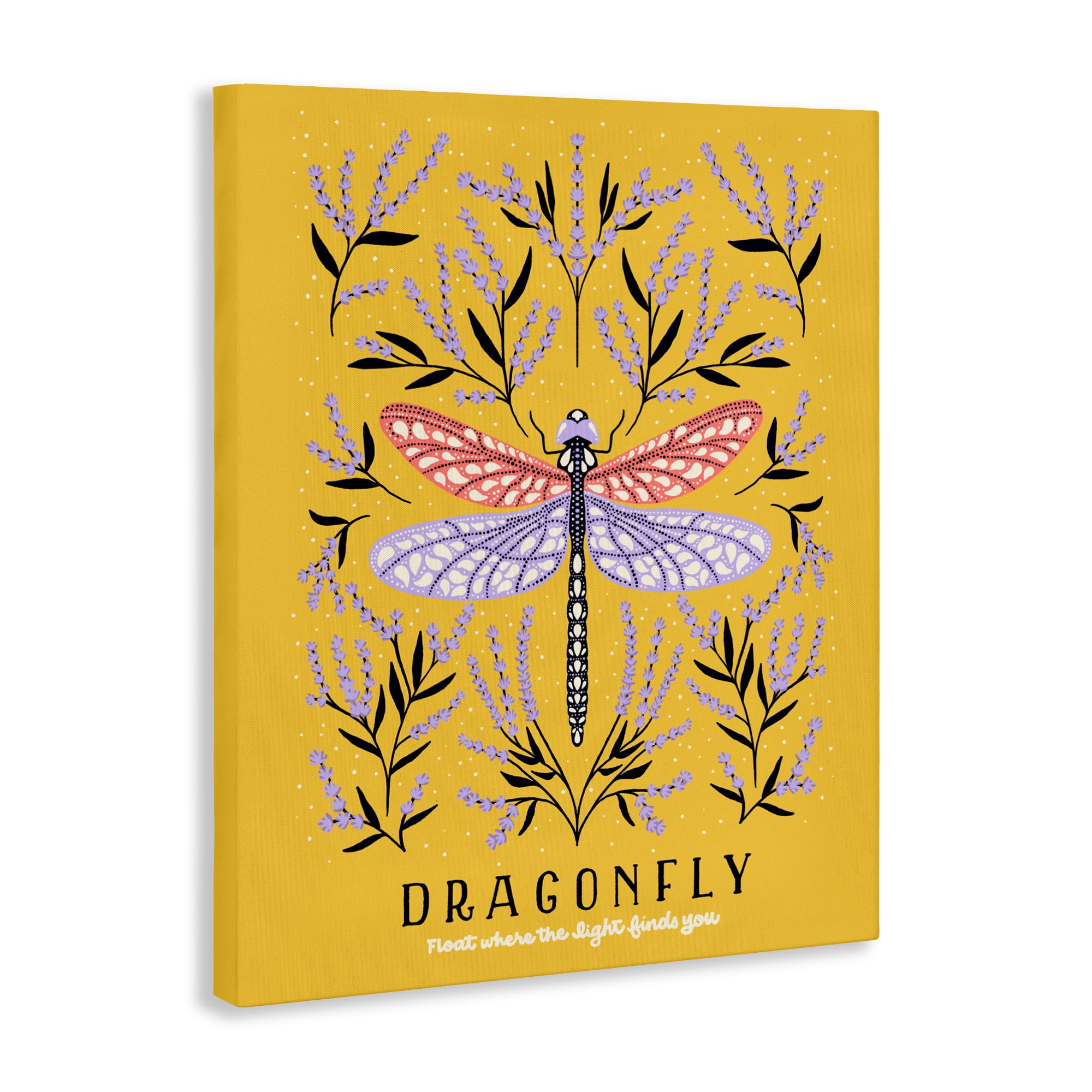 Stupell Industries Dragonfly Symmetry on Yellow Canvas Wall Art, design by Indira Prieto | IndySign