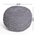 thumbnail image 5 of Noble House Ariel Knitted Cotton Handcrafted Pouf, Charcoal, 5 of 5