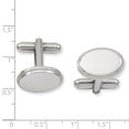 thumbnail image 2 of Kelly Waters Rhodium-plated Polished Beaded Oval Engravable Cuff Links KW605, 2 of 2