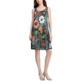 thumbnail image 2 of FORMRS Summer Dress for Women Loose U Neck Sleeveless Midi Beach Sundresses with Pockets, Blue Colorful Flowers, 2 of 8