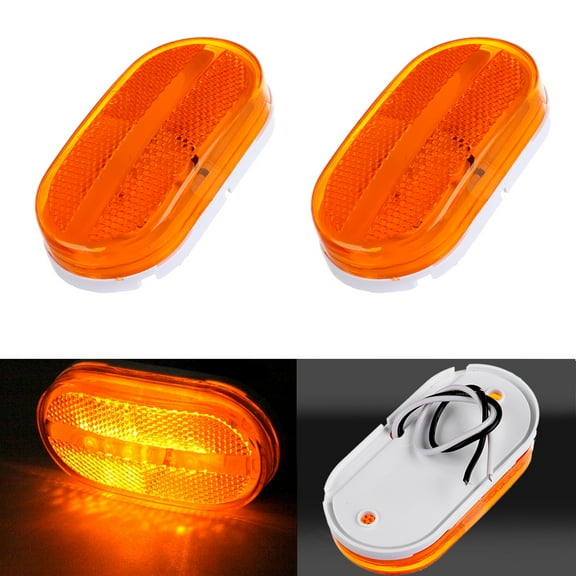 ECCPP Marker Light 2PCS Universal 12V Amber Oblong 6 LEDs Side Marker Light Waterproof For RV Trailer Truck Camper Car
