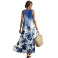 thumbnail image 2 of Xoenoiee Blue Gradient Floral Print Summer Dresses for Women 2026, Tie Dye Cotton Linen Maxi Dress Casual Sleeveless Crewneck Loose Fit Tank Sundress with Pockets, Boho Beach Vacation Outfits, 4XL, 2 of 7