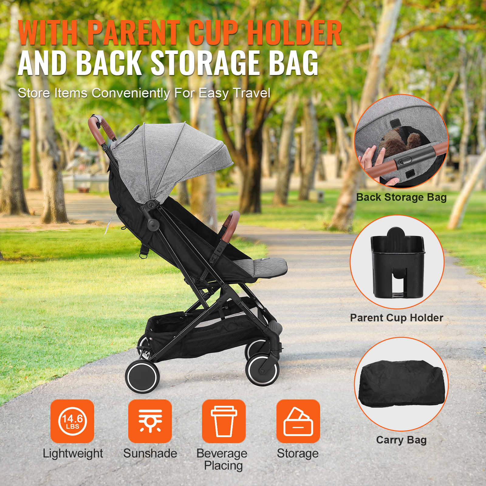 SKYSHALO Baby Stroller, One-click Folding Umbrella Stroller Lightweight  Travel Stroller for Newborn Baby, Dark Grey - Walmart.com