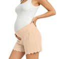 thumbnail image 2 of WPPGONE Maternity Shorts for Women Crossover Waisted Elastic Stretchy Straight Leg Wide Fit Lace Hem Bottoms Summer Lounge Homewear Shorts, 2 of 9