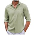 thumbnail image 2 of Men's Casual Shirt Men's Stretch Dress Shirts Formal Wedding Shirts Men's Casual Button Down Shirts Regular Fit Long Sleeve Stretch Shirts Tops Summer Fall Beach Wedding Shirt, 2 of 6