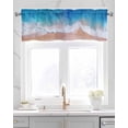 thumbnail image 2 of Blue White Ocean Wave Linen Curtain Valance for Bedroom/Bathroom/Kitchen/Office/Living/Dining Room Windows,Summer Sandy Beach Coastal Nautical Pocket Topper Drapes Decorative Cafe Drapery Panel 42x12, 2 of 6