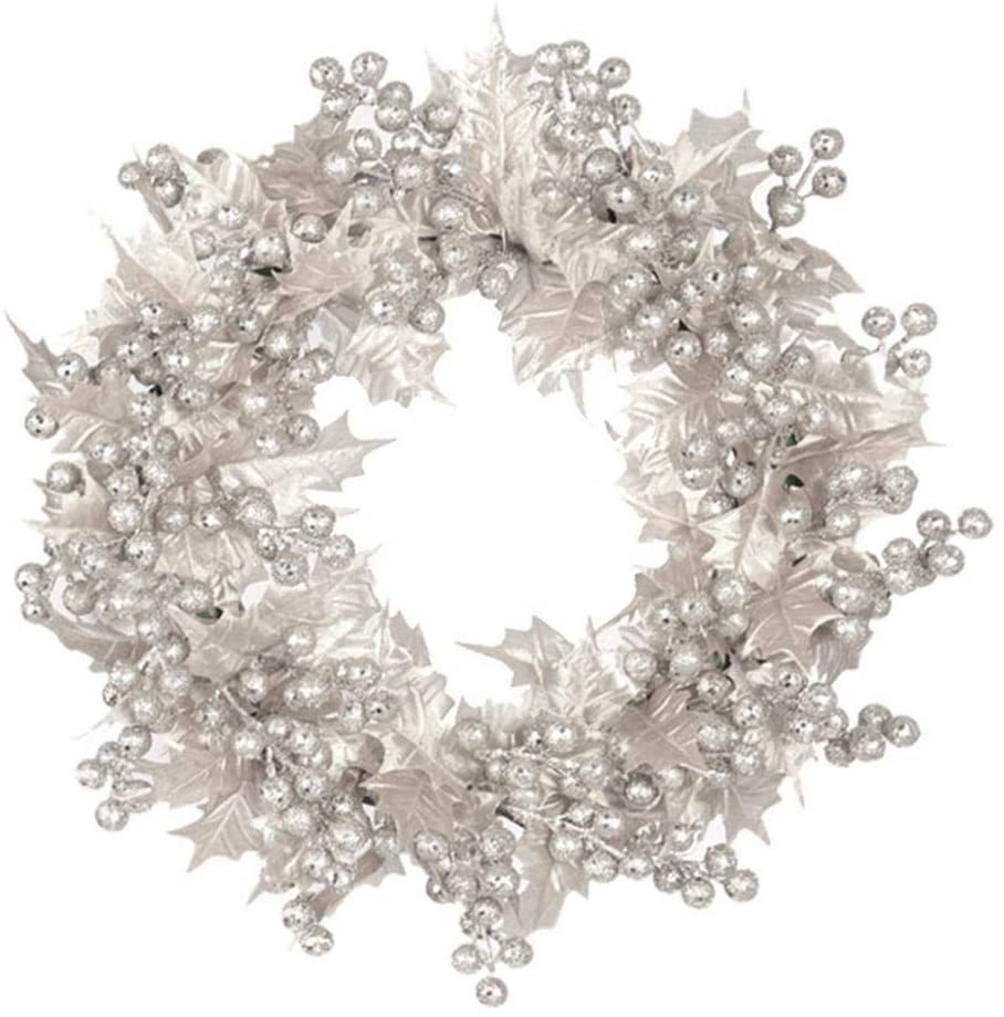 US Stock Pink Christmas Wreaths for Front Door,Holiday Wreath with Pink Ball Ornament Pendant,Pine Needle Branch Harvest Wreath Door Welcome Garland Home Outdoor Christmas Decoration 15.7inch