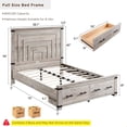 thumbnail image 2 of OKD Farmhouse Full Size Bed Frame w/ 54" Tall Geometric Headboard, Rustic Wood Platform Bed w/ 2 Large Storage Drawers, Wood Slats Support, Noise Free, No Box Spring Needed, Light Rustic Oak, 2 of 6