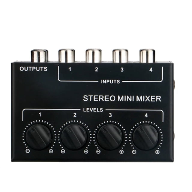 Mezclador Estéreo Pasivo de 4 Canales Mini Mezclador de Audio Mezclador de Sonido Portátil Entrada Ruido Ultra Bajo para Estudio en