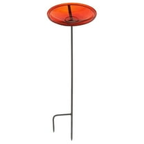 Achla Designs 14 In Hand Blown Crackle Glass Birdbath w/ Stake, Red
