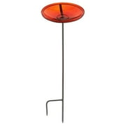 Achla Designs 14 In Hand Blown Crackle Glass Birdbath w/ Stake, Red