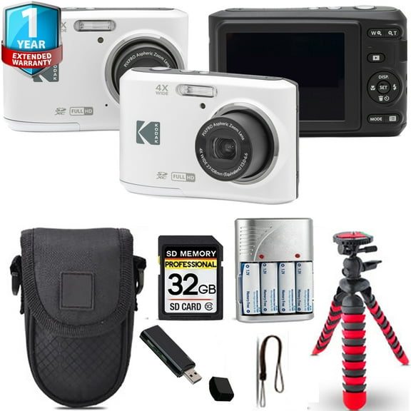 Kodak Pixpro FZ45 Camera (White)   Spider Tripod   Case  1 Yr Warranty