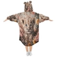 thumbnail image 2 of BZSMCE Wearable Blanket Hoodie Fashion Sweet Cub in Floral Splendor Home Wear, 2 of 7