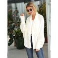 thumbnail image 6 of Women'S - Batwing Cable Knitted Slouchy Oversized Wrap Cardigan Sweater Cream White One Size, 6 of 9