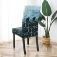 thumbnail image 3 of Dining Room Chair Covers Set of 6, Stretch Parsons Chair Slipcovers Universal Removable Washable Chair Seat Covers Protector for Dining Room, Kitchen, Hotel and Party, Blue Cubes, 3 of 6