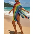 thumbnail image 2 of Alsol Lamesa Women's Bathing Suit Cover Ups Colorful Patchwork Crochet Cover Ups For Swimwear Openwork Tassel Beach Coverup Dresses, 2 of 7