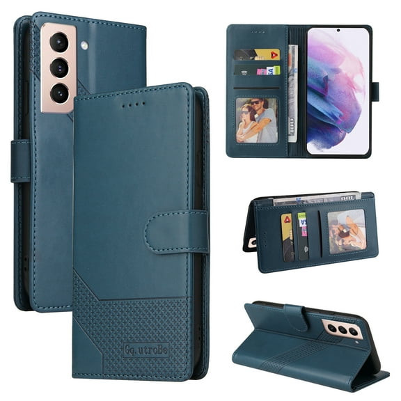 Dteck Case for Samsung Galaxy S22 Plus,Magnetic Leather Card Pocket Wallet Case Shockproof Rubber Kickstand Cover for Galaxy S22 5G,Blue
