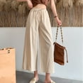 thumbnail image 5 of Lixiuxyad Cargo Pants for Women Women Solid Casual Pocket Wide Leg Pants Elastic Waist Belt Loose Pants Cropped Pants Yellow, 5 of 6